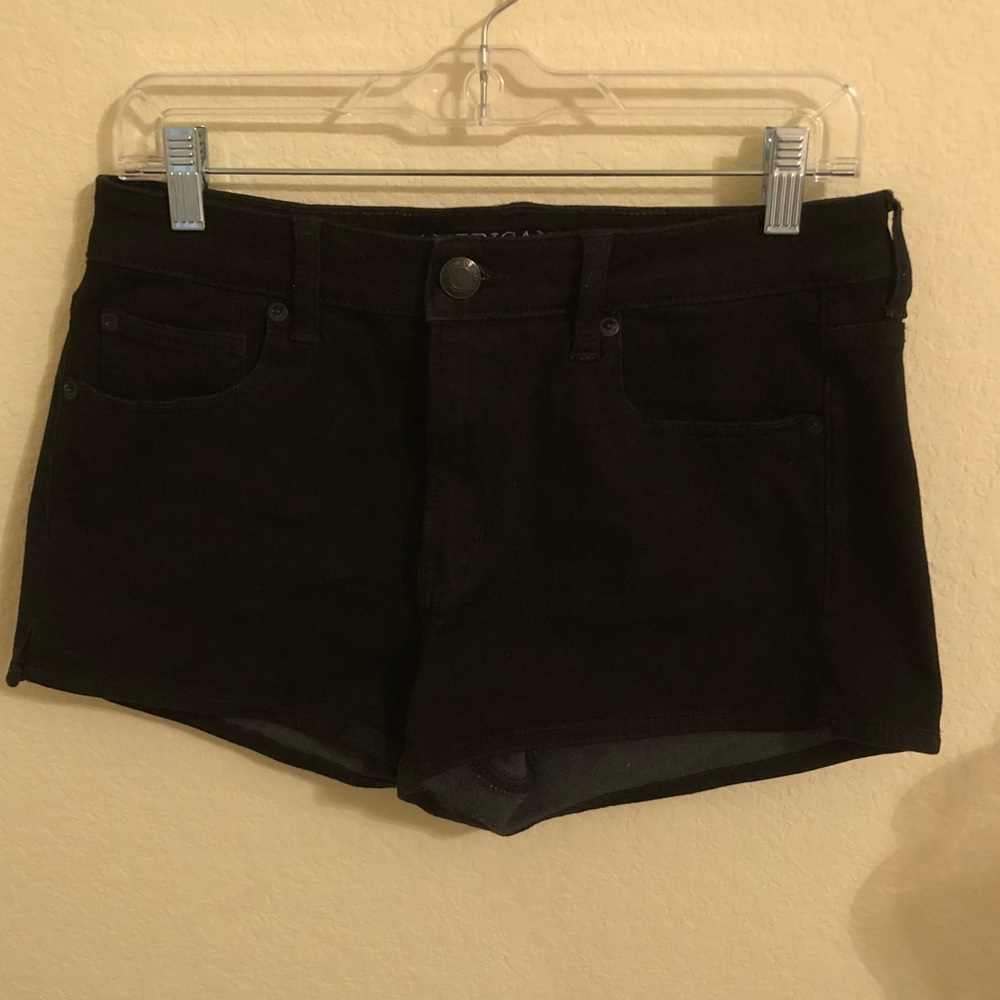 Black high waisted denim shorts